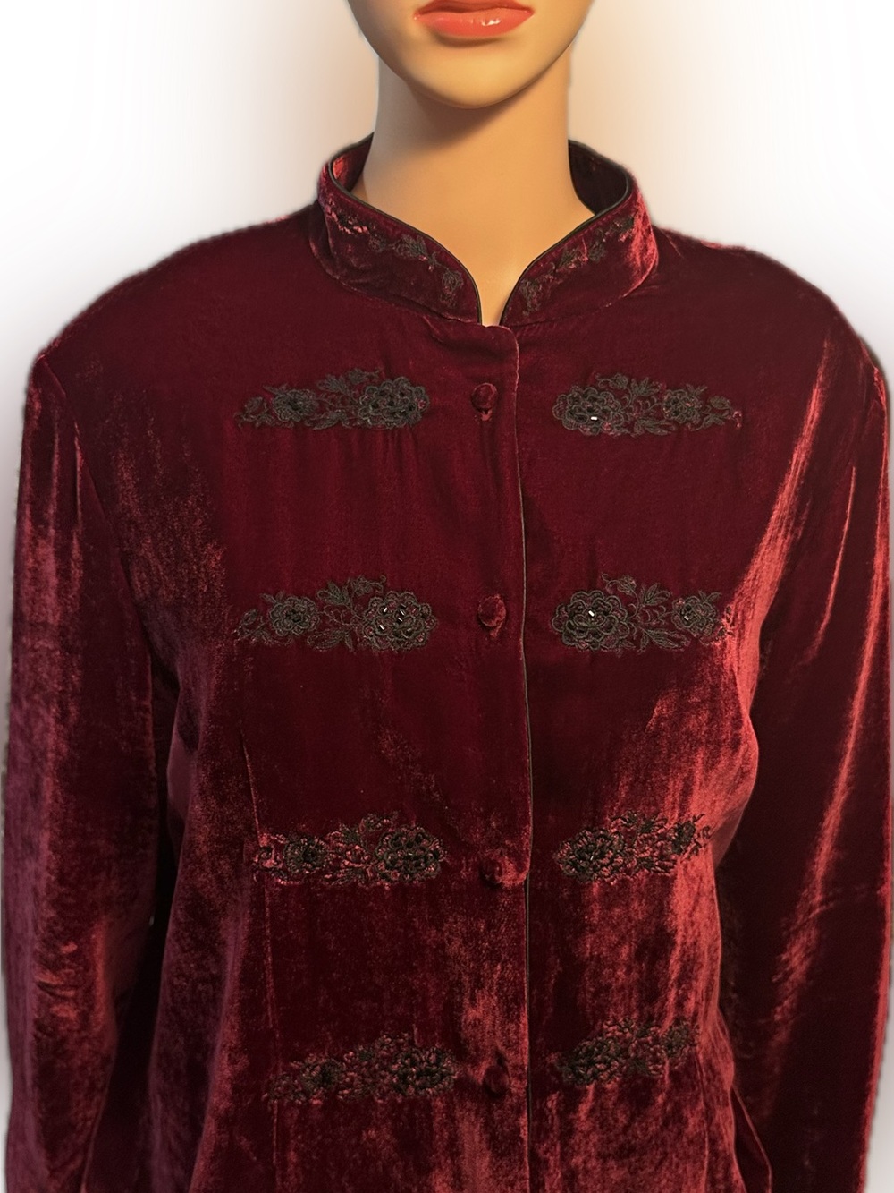 Alexandra Bartlett Vintage Red Velvet Silk Blend Jacket XL